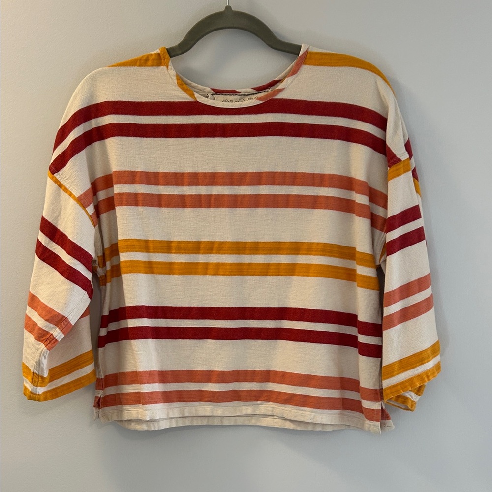 Ace & Jig Striped Multicolor 3/4 Sleeve Top